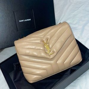 Ysl small loulou dark beige handbag